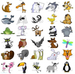 Cute Cartoon Animals Clip Art Images Pack Royalty Free - PNG EPS JPG ...