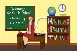 A Colorful Cartoon of a Teacher In a Classroom - Royalty Free ...