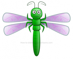 How to draw a cute dragonfly clipart