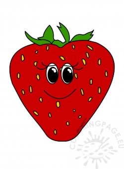 Happy Strawberry Fruit Cartoon clipart – Coloring Page