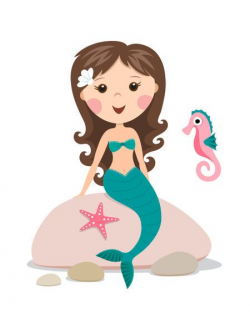 Cartoon Mermaid | Cute cartoon mermaid with seahorse ...