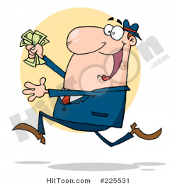 Money Clipart #225531: Happy White Businessman Running with Cash in ...
