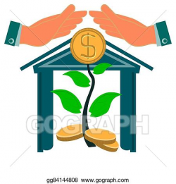 Vector Art - Hands protect a young tree with gold coins. the ...