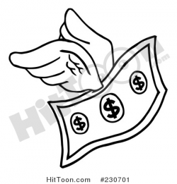 Money Clipart #230701: Coloring Page Outline of a Flying Dollar Bill ...