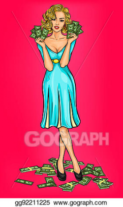 Stock Illustration - Pop art girl with cash. Clip Art gg92211225 ...