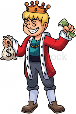 Rich King Holding Money Vector Cartoon Clipart | Cartoon ...