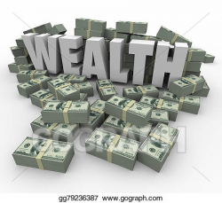 Clipart - Wealth word money stacks savings income earnings ...
