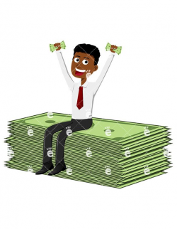 A Black Man Sitting Atop A Pile Of Oversized Money Bills Clipart ...