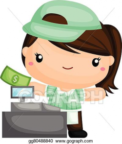 EPS Vector - Cute cashier. Stock Clipart Illustration gg80488840 ...