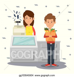 Vector Illustration - Supermaket store counter desk with ...