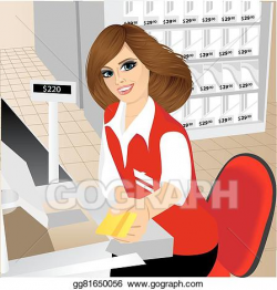 Vector Illustration - Cashier giving a credit card in the ...