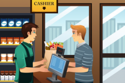 Cashier working in the grocery store - Buy this stock vector and ...