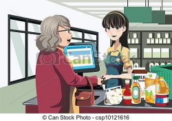 Grocery Store Cashier Clipart