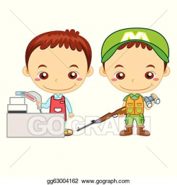 Vector Clipart - Kids and jobs17. Vector Illustration gg63004162 ...