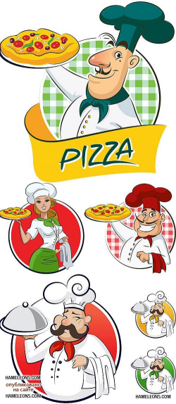 Повар и пицца - векторный клипарт | Cook and pizza vector | Chefs ...