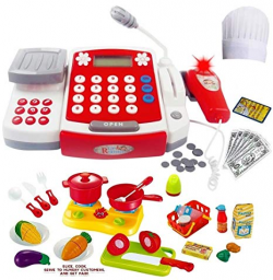 Amazon.com: FUNERICA Toy Cash Register with Scanner - Microphone ...