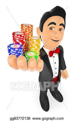Stock Illustration - 3d tuxedo man with casino chips. bet ...