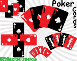 Poker Playing cards clip art suits casino games Cutting SVG, DXF,EPS ...