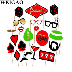 WEIGAO 21Pcs Poker Casino Theme Party Photo Booth Props Bacheloretee ...