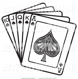 Retro Illustration of a Hand of Suit Cards Showing a 10, Jack, Queen ...