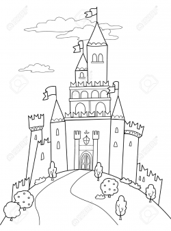 Fairy Tale Castle Black And White Clipart