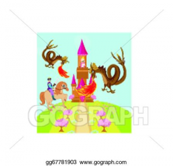 Vector Stock - Two dragons attacking the princess castle . Clipart ...