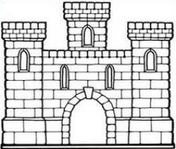 free clip art castles | Clip art of a castle with gray towers, red ...