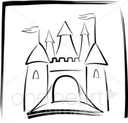 Castle Illustration with Drawbridge | Princess Wedding Clipart