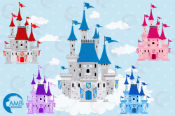 Fairytale castle clipart, graphics, ill | Design Bundles