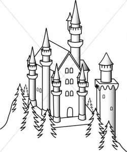 Castle in Forest | Church Clipart