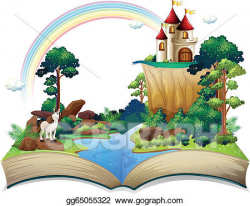 Vector Clipart - A book with a castle at the forest. Vector ...