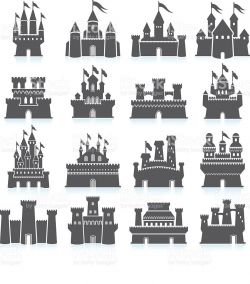 Medieval Castle black and white royalty free vector interface icon ...