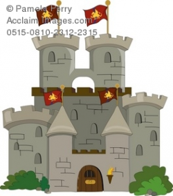Clip Art Illustration of a Medieval Castle