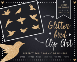 Golden Glitter Bird Cliparts, Glitter Clipart, Gold Clipart, Gold ...