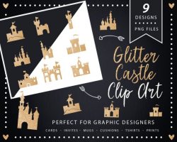 Castle Clip art, Gold Glitter Clip art, clip art castle, Glitter ...