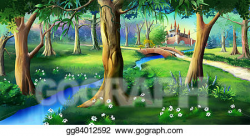 Drawing - Magic forest around the castle. Clipart Drawing gg84012592 ...