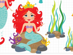 Clipart - Mermaid Princess (Ariel) / Under the sea | Meylah