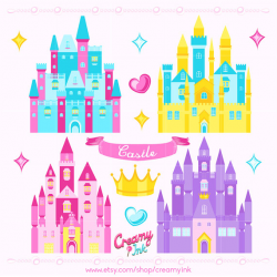 Princess Castle Digital Vector Clip art / Castle Clipart Design ...