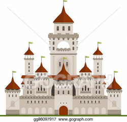 Vector Clipart - Royal family castle with guard walls, main ...