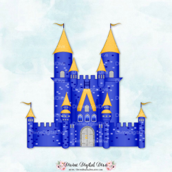 Castle Royal Blue & Gold Royal Fairytale Turrets Flags
