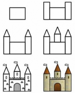how to draw a castle step by step easy - Google Search | Classroom ...