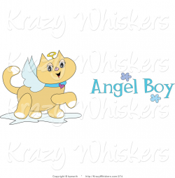 Critter Clipart of a Winged Tan Angel Cat with a Halo Prancing ...