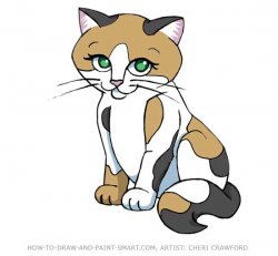 28+ Collection of Drawing Of A Cat In Colour | High quality, free ...