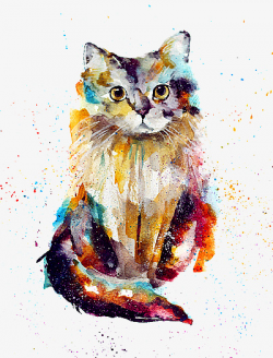 Watercolor Cat, Kitty, Watercolor, Colour PNG Image and Clipart for ...