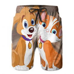 Cat And Dog Smiling Clipart Design Mens Quick Dry Board Shorts ...