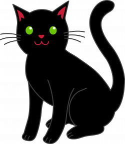 cat clipart | Simple Black Halloween Cat - Free Clip Art | Initial ...