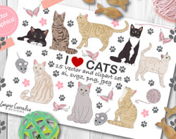 Cattitude Clipart Cat Planner Stickers Cute Cat Illustration