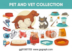 EPS Vector - Dog cat pet stuff and supply set. Stock Clipart ...