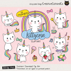 Cat Unicorn Clipart Cute Cat Clip Art Kitty Clipart Cute
