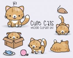 Premium Vector Clipart - Kawaii Ginger Cats - Cute Ginger ...